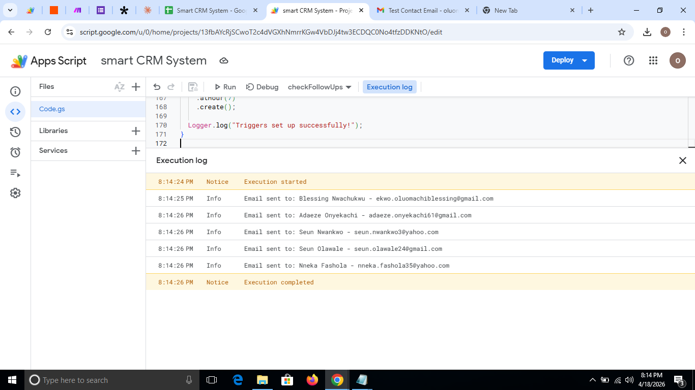 Google Apps Script automated follow-up system