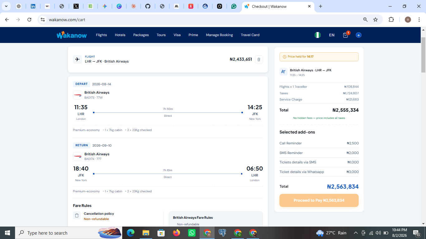 Flight booking confirmation workflow